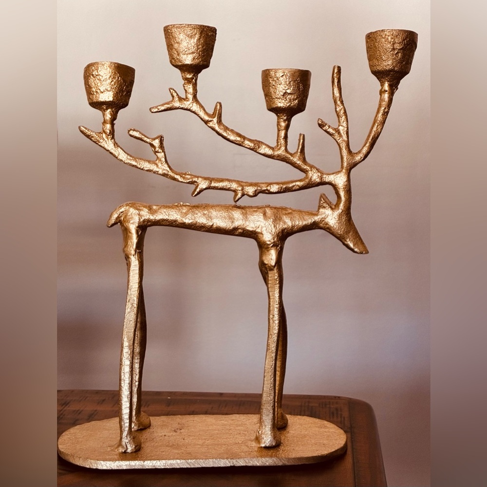Gold  Reindeer Candle Holder